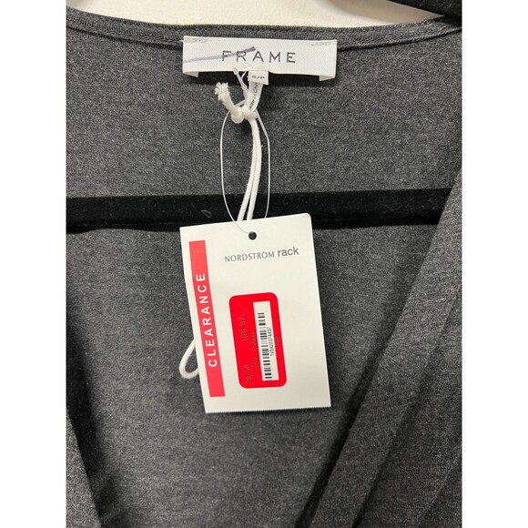 FRAME Charcoal Draped Twist Front Top Ruched Modal Long Sleeve Blouse Sz S NWT - Picture 6 of 14